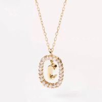 Fashion Letter Copper Plating Inlay Rhinestones Pendant Necklace 1 Piece sku image 4