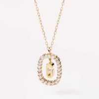 Fashion Letter Copper Plating Inlay Rhinestones Pendant Necklace 1 Piece sku image 8