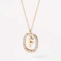 Fashion Letter Copper Plating Inlay Rhinestones Pendant Necklace 1 Piece sku image 7