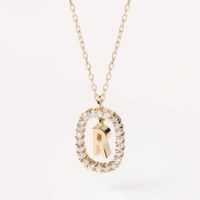 Fashion Letter Copper Plating Inlay Rhinestones Pendant Necklace 1 Piece sku image 19