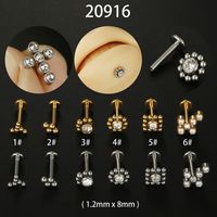 Fashion Round Stainless Steel Plating Inlay Zircon Lip Stud 1 Piece main image 1