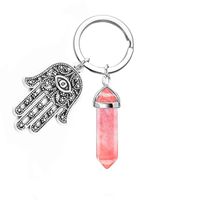 Fashion Hand Of Fatima Alloy Plating Natural Stone Unisex Bag Pendant Keychain sku image 2