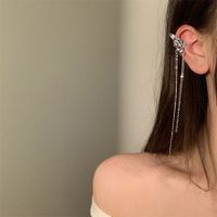 Fashion Butterfly Alloy Tassel Plating Inlay Rhinestones Pearl Women's Ear Clips 1 Piece sku image 6