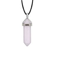 Fashion Hexagon Prism Natural Stone Leather Rope Pendant Necklace 1 Piece sku image 7