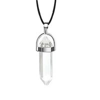 Fashion Hexagon Prism Natural Stone Leather Rope Pendant Necklace 1 Piece sku image 15
