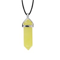 Fashion Hexagon Prism Natural Stone Leather Rope Pendant Necklace 1 Piece sku image 8