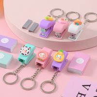 Cute Cartoon Student Small Portable Binding Book Stapler With Keychain main image 5