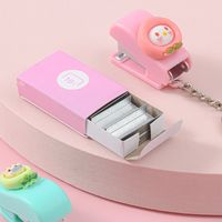 Cute Cartoon Student Small Portable Binding Book Stapler With Keychain main image 2