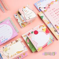 Cute Cartoon Animal Fruit Girl Pattern Horizontal Line Grid Colorful Message Sticker Sticky Notes main image 4