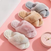 Women's Casual Solid Color Open Toe Plush Slippers main image 1
