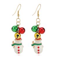 1 Pair Retro Christmas Tree Snowman Elk Epoxy Alloy Drop Earrings sku image 3