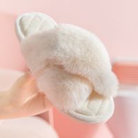Women's Casual Solid Color Open Toe Plush Slippers main image 2