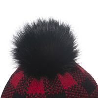 Unisex Retro Plaid Pom Poms Wool Cap main image 4