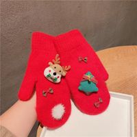 Femmes Mignon Père Noël Bloc De Couleur Wapiti Tricot Gants main image 5