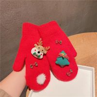 Women's Cute Santa Claus Color Block Elk Knitted Fabric Gloves main image 5