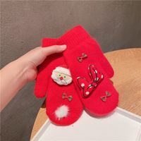 Women's Cute Santa Claus Color Block Elk Knitted Fabric Gloves main image 4