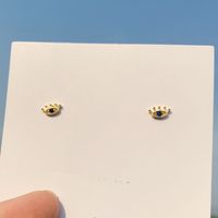 1 Pair Fashion Devil's Eye Crown Flower Inlay Copper Zircon Ear Studs sku image 1