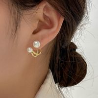 Simple Style Heart Shape Flower Bow Knot Imitation Pearl Alloy Rhinestone Irregular Women's Earrings 1 Pair sku image 5