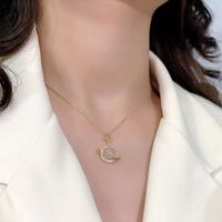 Fashion Star Moon Stainless Steel Inlay Rhinestones Pendant Necklace 1 Piece main image 1
