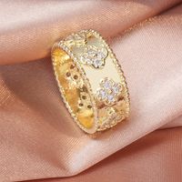 Fashion Micro Inlaid Zircon Open Adjustable Copper Ring Real Gold Plating sku image 6