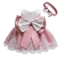 Princess Solid Color Bow Knot Polyester Girls Dresses main image 1