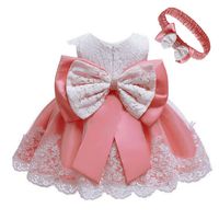 Princess Solid Color Bow Knot Polyester Girls Dresses main image 3