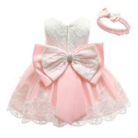 Princess Solid Color Bow Knot Polyester Girls Dresses main image 2