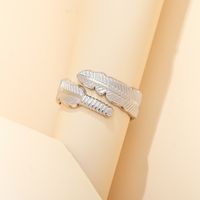 Pastoral Leaf Feather Stainless Steel Plating Open Ring 1 Piece sku image 9