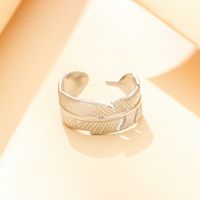 Pastoral Leaf Feather Stainless Steel Plating Open Ring 1 Piece sku image 7