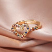 Fashion Micro Inlaid Zircon Open Adjustable Copper Ring Real Gold Plating sku image 13