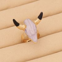 Retro Cattle Alloy Resin Women's Open Ring 1 Piece main image 9