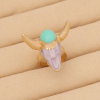 Retro Cattle Alloy Resin Women's Open Ring 1 Piece main image 3