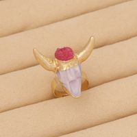 Retro Cattle Alloy Resin Women's Open Ring 1 Piece main image 2