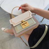 Women's Small Pu Leather Color Block Fashion Square Lock Clasp Handbag main image 5