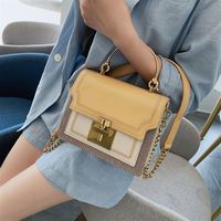 Women's Small Pu Leather Color Block Fashion Square Lock Clasp Handbag main image 4