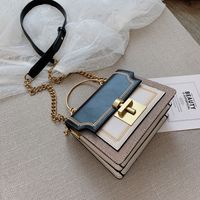 Women's Small Pu Leather Color Block Fashion Square Lock Clasp Handbag sku image 4