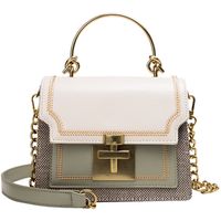 Women's Small Pu Leather Color Block Fashion Square Lock Clasp Handbag main image 3