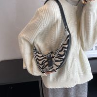 Women's Small Canvas Zebra Fashion Dumpling Shape Zipper Underarm Bag sku image 1