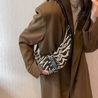 Women's Small Canvas Zebra Fashion Dumpling Shape Zipper Underarm Bag main image 3