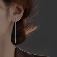 Fashion Simple Style Letter Sterling Silver Tassel Earrings Ear Line sku image 4