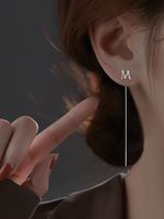 Mode Einfacher Stil Buchstabe Sterling Silber Quaste Ohrringe Ohr Linie main image 4