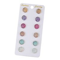 Sweet Geometric Alloy Inlay Artificial Pearls Women's Ear Studs 6 Pairs sku image 2