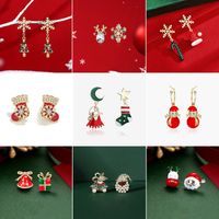 Ethnic Style Snowman Snowflake Elk Alloy Enamel Rhinestones Women's Drop Earrings 1 Pair main image 5