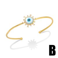 Hip-hop Devil's Eye Leopard Copper Gold Plated Zircon Bangle 1 Piece main image 2