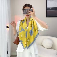 Elegant Color Block Satin Printing Polyester Scarves sku image 78