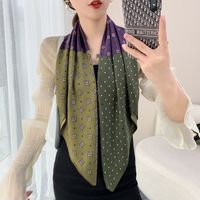 Elegant Color Block Satin Printing Polyester Scarves sku image 13