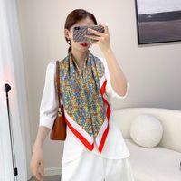 Elegant Color Block Satin Printing Polyester Scarves sku image 82