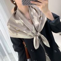 Elegant Color Block Satin Printing Polyester Scarves sku image 9