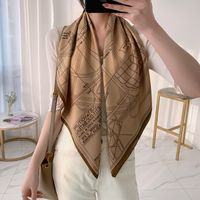 Elegant Color Block Satin Printing Polyester Scarves sku image 105