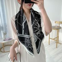 Elegant Color Block Satin Printing Polyester Scarves sku image 103